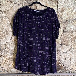 Blue Sky purple polka dot top - XL
